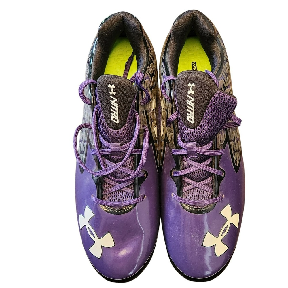 Under‎ Armour Nitro ClutchFit Football Cleats Purple Black Mens 14E 1270435-056